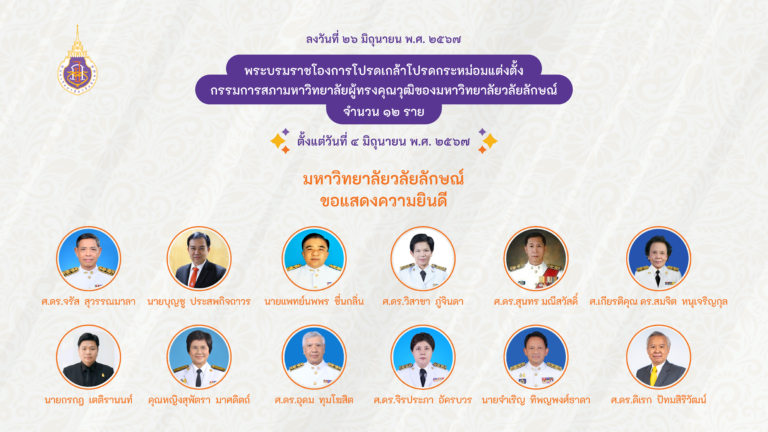 แต่งตั้งกรรมการสภามหาวิทยาลัยผู้ทรงคุณวุฒิของมหาวิทยาลัยวลัยลักษณ์