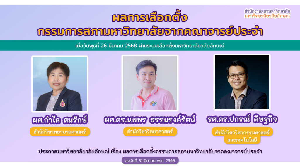 ผลการเลือกตั้งกรรมการสภาฯ จากคณาจารย์ประจำ